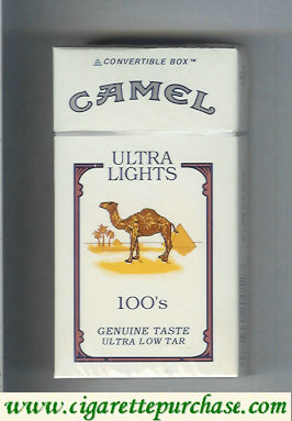 Camel Ultra Lights Genuine Taste Ultra Low Tar 100s cigarettes hard box